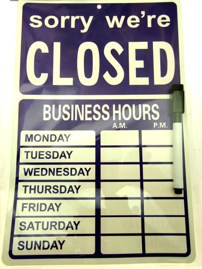 OPEN CLOSED Business Hours Sign with  Stickers - 11.4" x 7.48" Red
