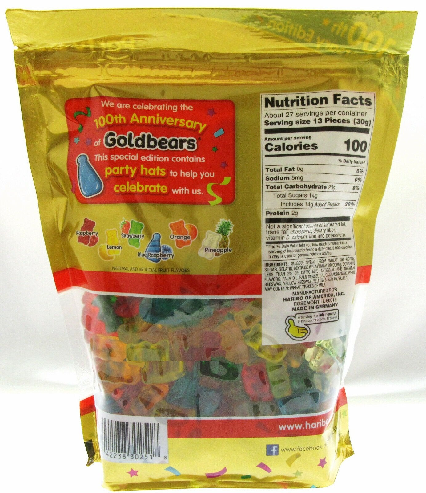 Haribo Gummy Bears ~ Fruit Chewy Candy ~ Goldbears ~ 28.8oz Bag