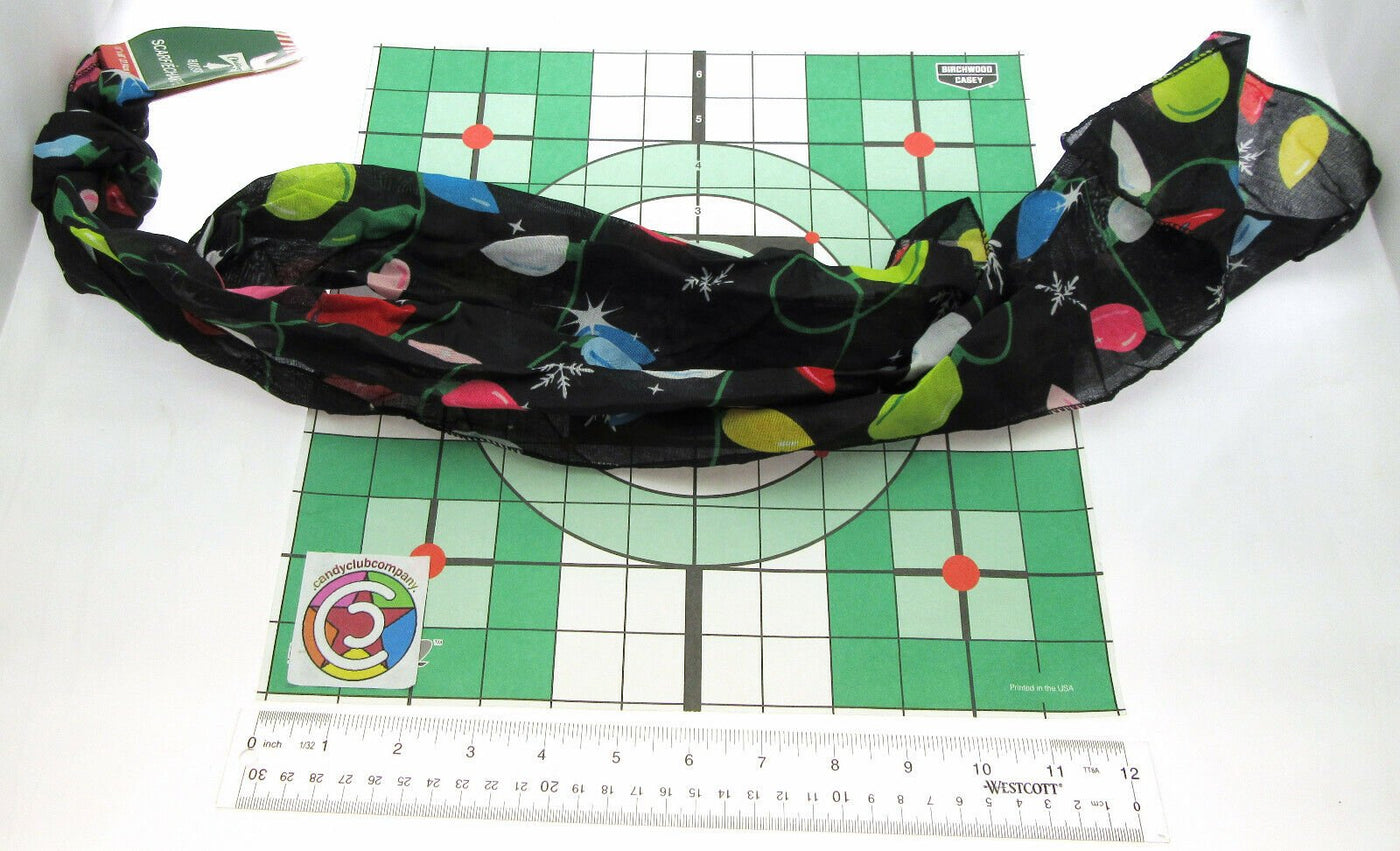 Holiday Scarf ~ Christmas Bulbs on Black ~ Seasonal ~ Light Weight