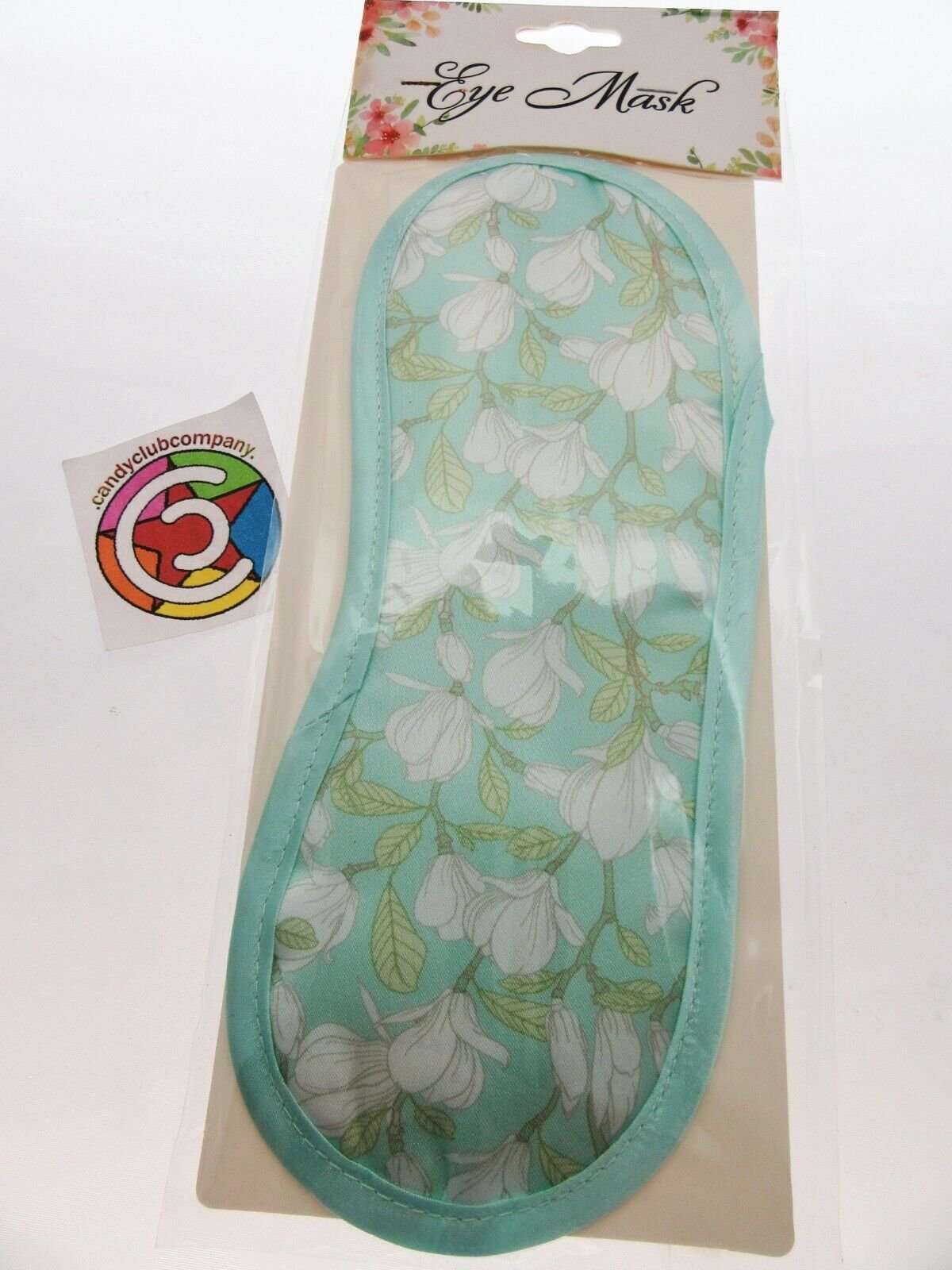 Teal Floral Eye Mask For Rest, Sleep, Meditation White Flowers