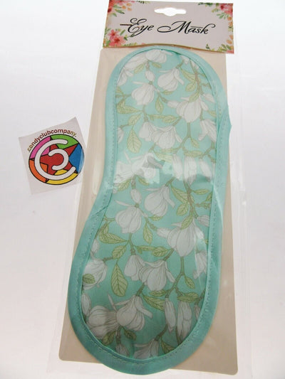 Teal Floral Eye Mask For Rest, Sleep, Meditation White Flowers