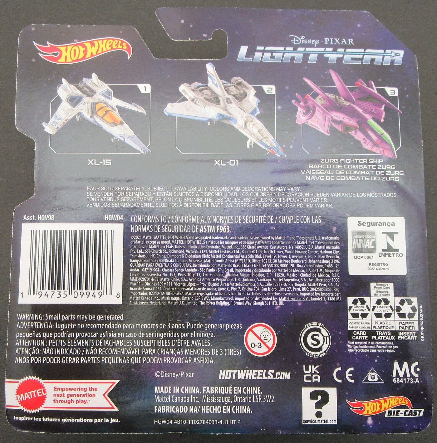Lightyear ~ Zurg Fighter Ship ~Disn/Pix Movie ~ Spaceship ~ Diecast ~ Hot Wheels