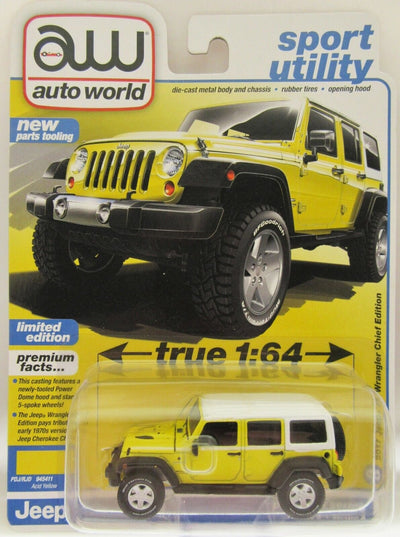 2017 JK Jeep Wrangler Chief Edition ~ Yellow ~ Diecast Car ~ 1:64 ~ auto world