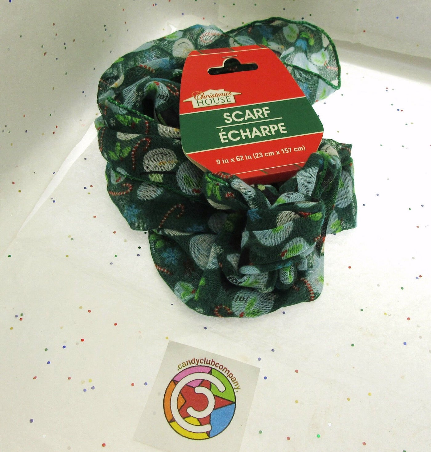 Holiday Scarf ~ Snow Man on Green ~ Seasonal ~ Light Weight