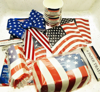 Patriot Flag Table Setting Party Picnic Stars Stripes Memorial Veterans July 4