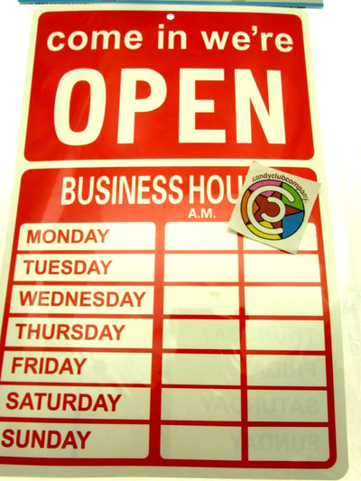 OPEN CLOSED Business Hours Sign with  Stickers - 11.4" x 7.48" Red