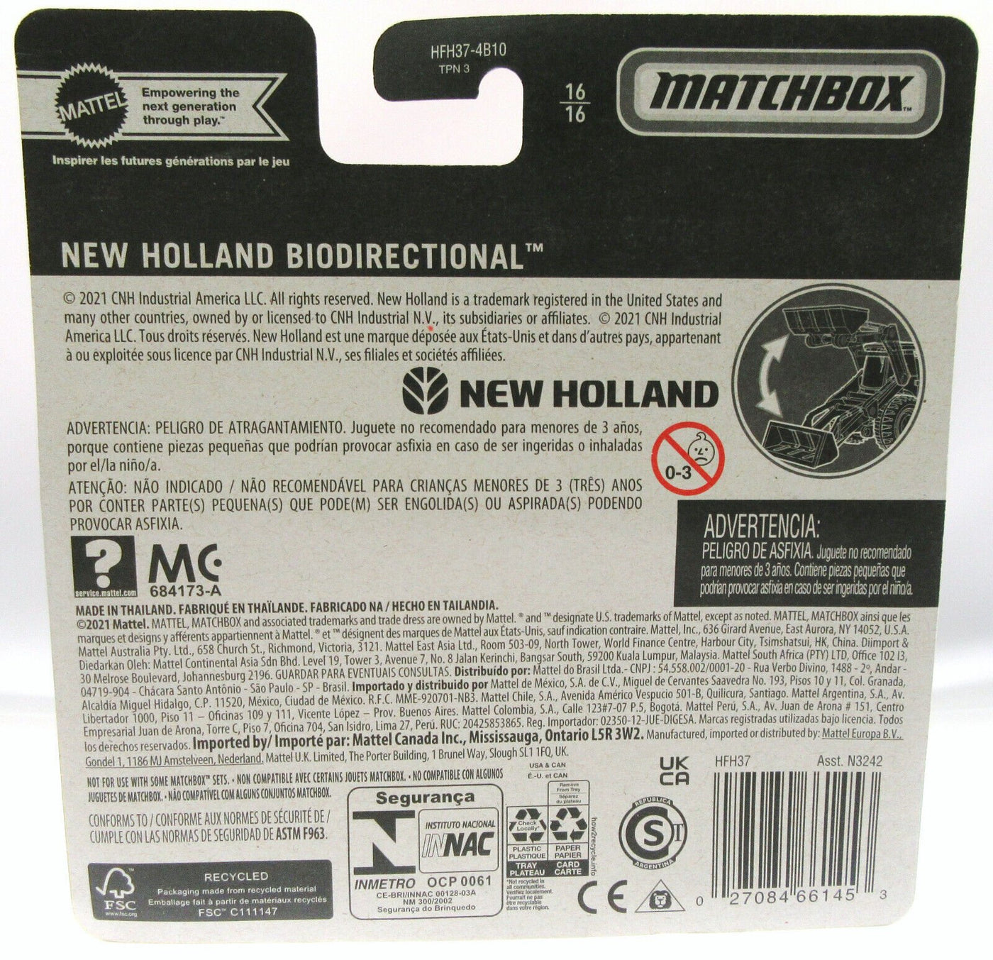 Matchbox Working Rigs ~ New Holland Biodirectional Tractor ~ Metal ~ Blue