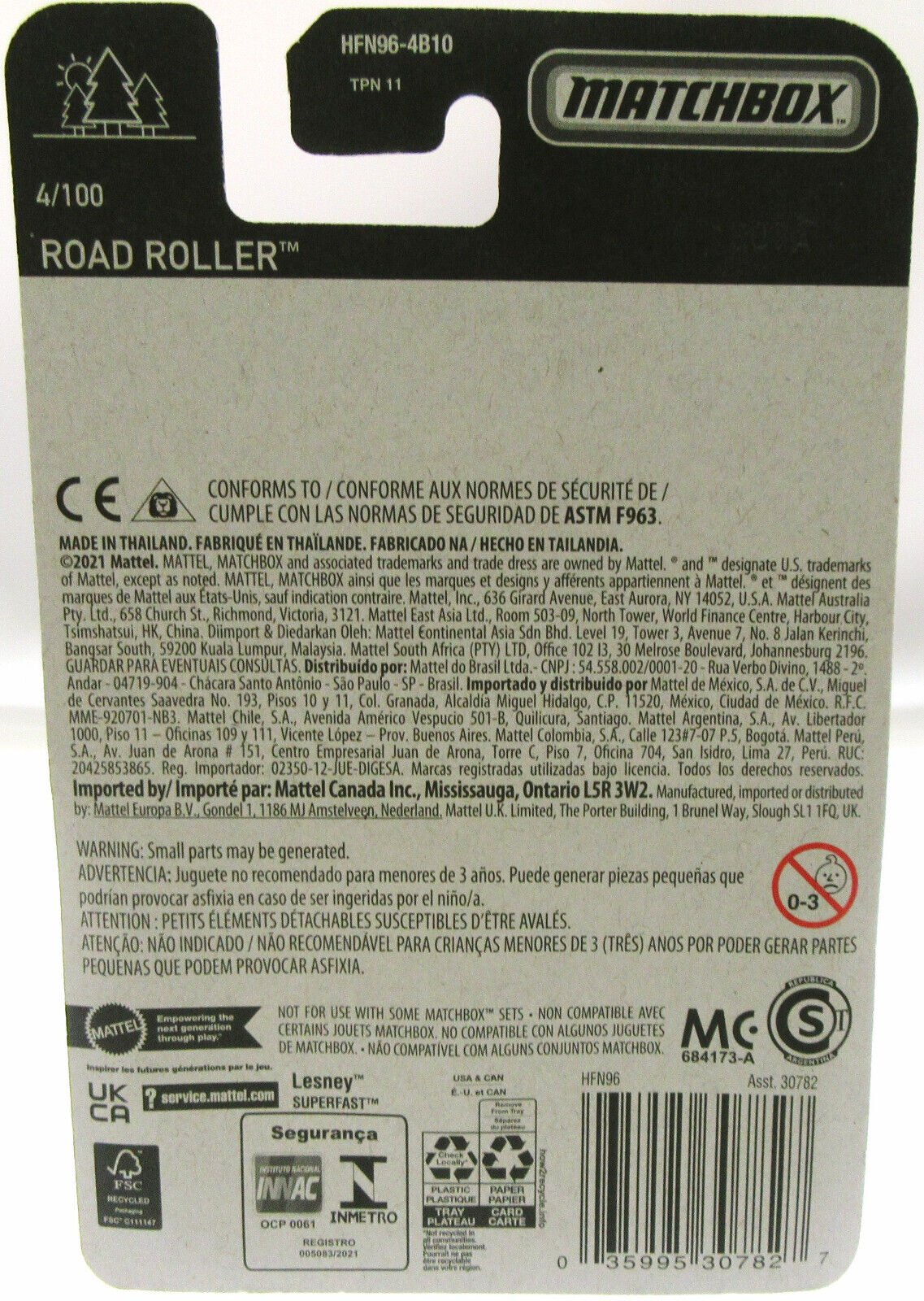 MBX ~ Road Roller ~ Yellow ~ 1:64 Scale ~ Matchbox
