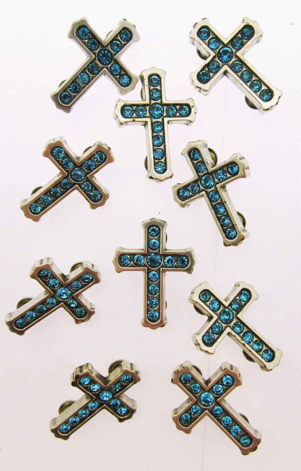Rhinestone Cross Charms Chicago Screw Attachment ~ Lot of 10 ~ Jewelry Charm