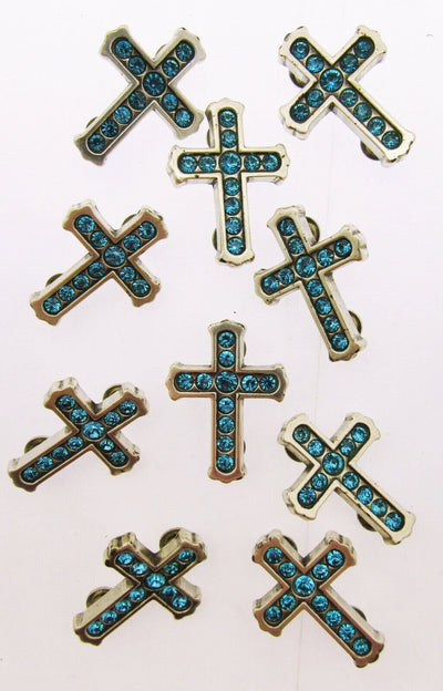 Rhinestone Cross Charms Chicago Screw Attachment ~ Lot of 10 ~ Jewelry Charm