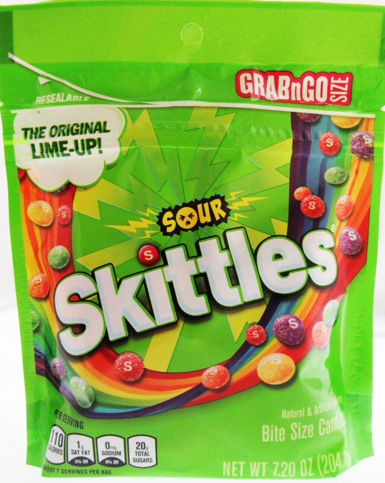 Sour Skittles®  Chewy Candy American Candies 7.2oz Resealable Bag w/ Lime