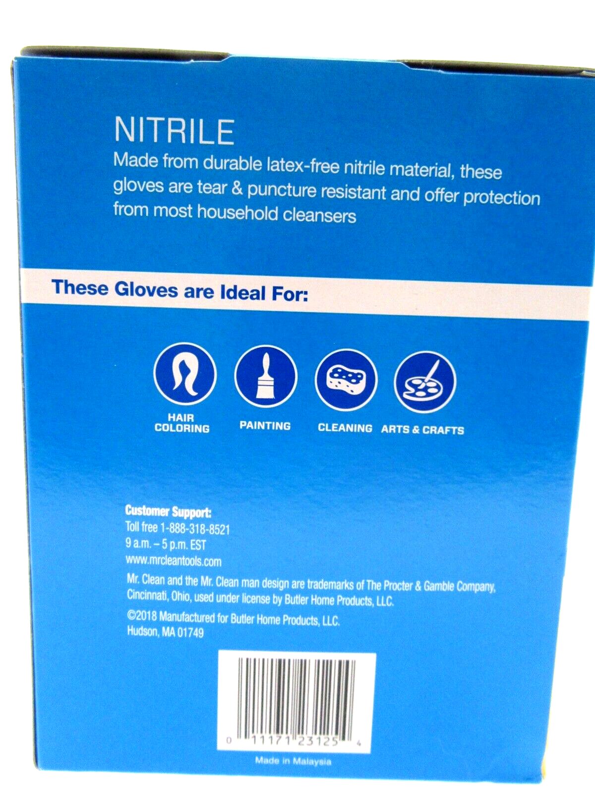 Mr. Clean Nitrile Gloves 40ct Latex & Powder Free Beaded Cuff Puncture Resistant