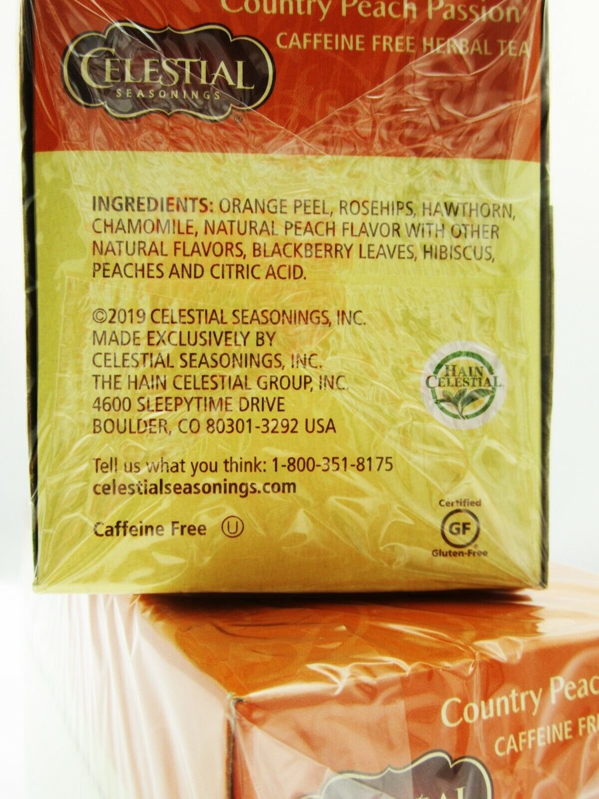 Celestial Country Peach Passion Herbal Tea 20 bags each ~ Lot of 2