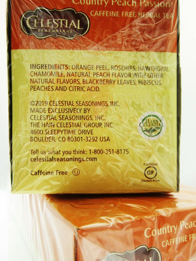 Celestial Country Peach Passion Herbal Tea 20 bags each ~ Lot of 2