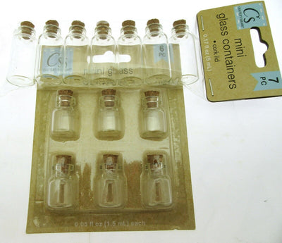 Miniature Glass Cork Lid Bottles - 2 Pack Mini Glass Containers Crafter's Square