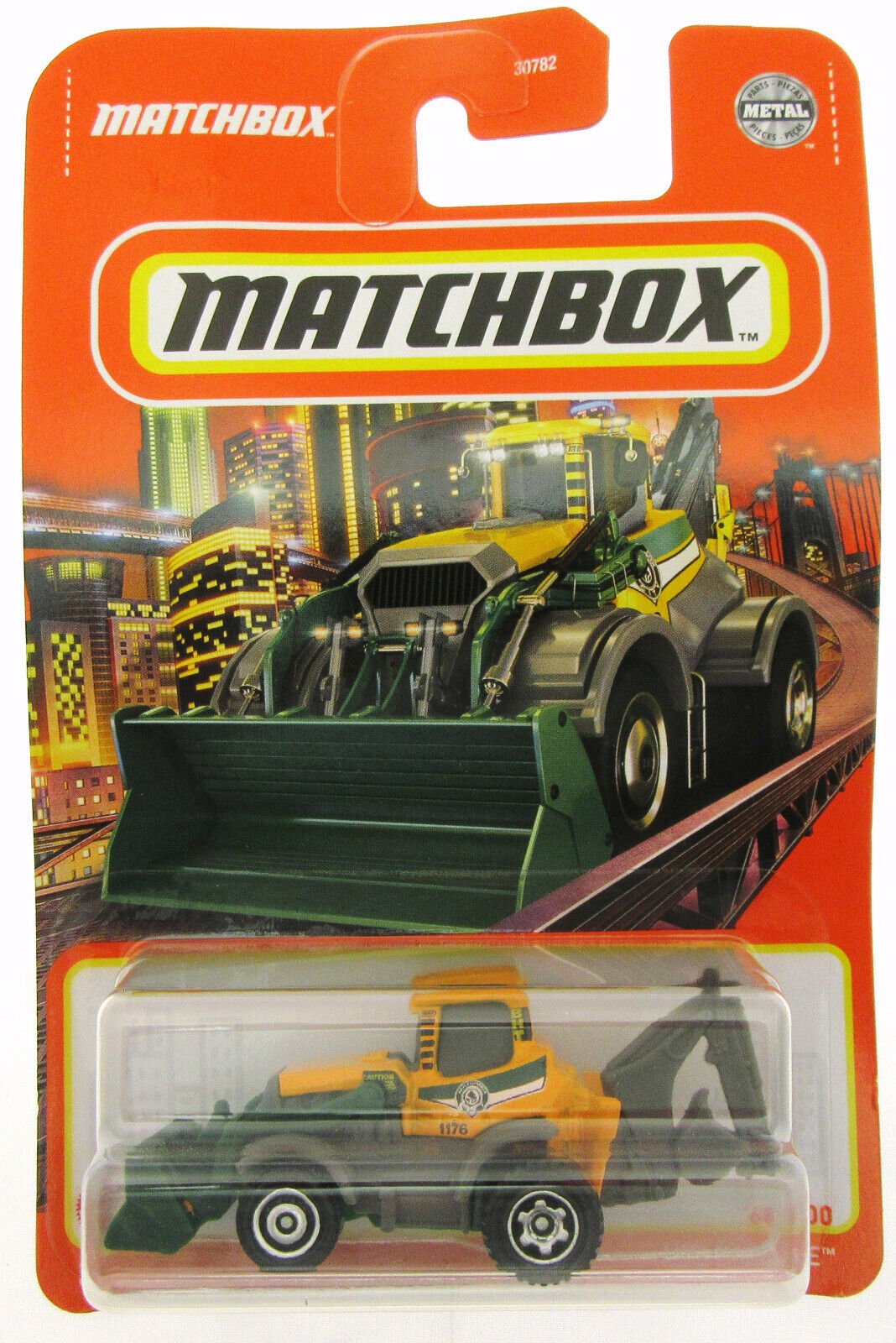 MBX Backhoe ~ Backhoe & Loader ~ Green & Yellow ~ 1:64 Scale ~ Matchbo ...