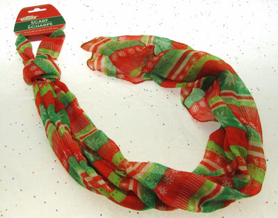 Holiday Scarf ~ Red White and Green ~ Seasonal ~ Snow Flake ~ Light Weight