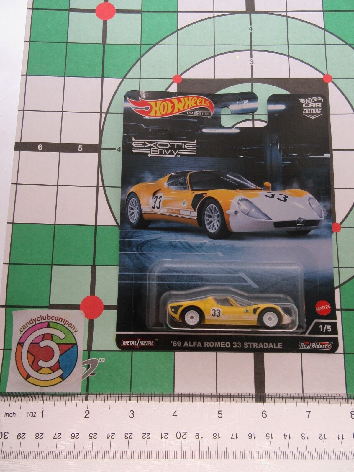 Hot Wheels ~ 1969 Alfa Romeo 33 Stardale ~ Yellow ~ 1:64 Scale