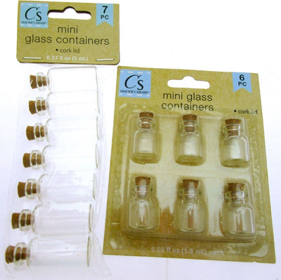 Miniature Glass Cork Lid Bottles - 2 Pack Mini Glass Containers Crafter's Square