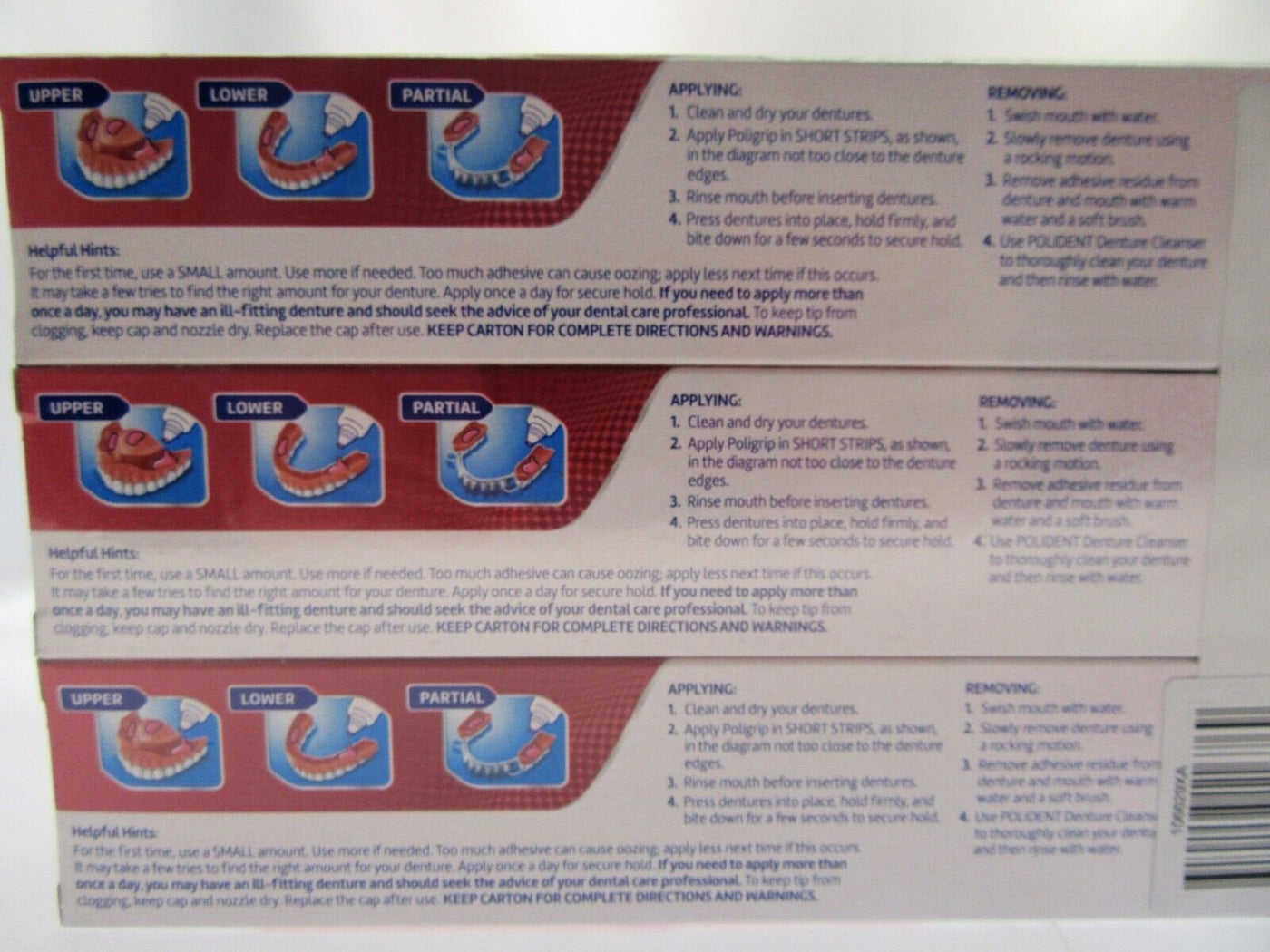 Super Poligrip Denture Adhesive Cream Original  3 PK false teeth tooth partial
