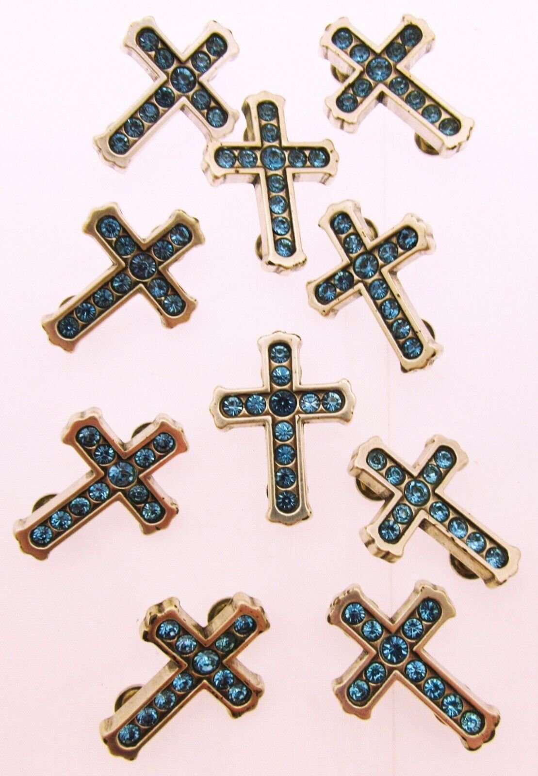 Rhinestone Cross Charms Chicago Screw Attachment ~ Lot of 10 ~ Jewelry Charm