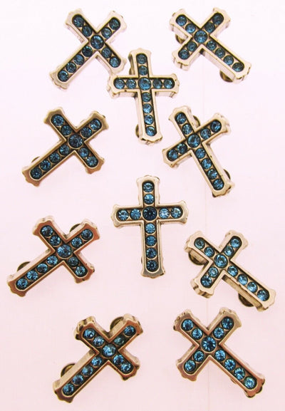 Rhinestone Cross Charms Chicago Screw Attachment ~ Lot of 10 ~ Jewelry Charm