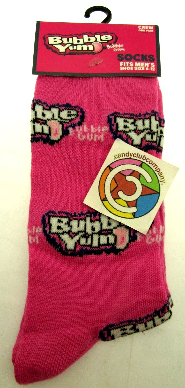 One Pair of Bubble Yum Crew Socks for Men Shoe Sizes 6 - 12
