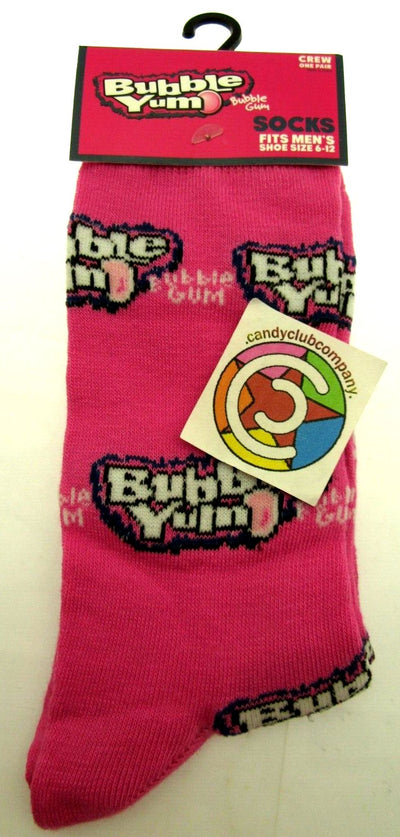 One Pair of Bubble Yum Crew Socks for Men Shoe Sizes 6 - 12