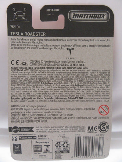 Matchbox ~ Tesla Roadster ~ Platinum ~ 1:64 Scale